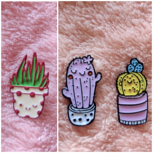 3pc Set CACTUS ENAMEL PINS - Picture 1 of 7